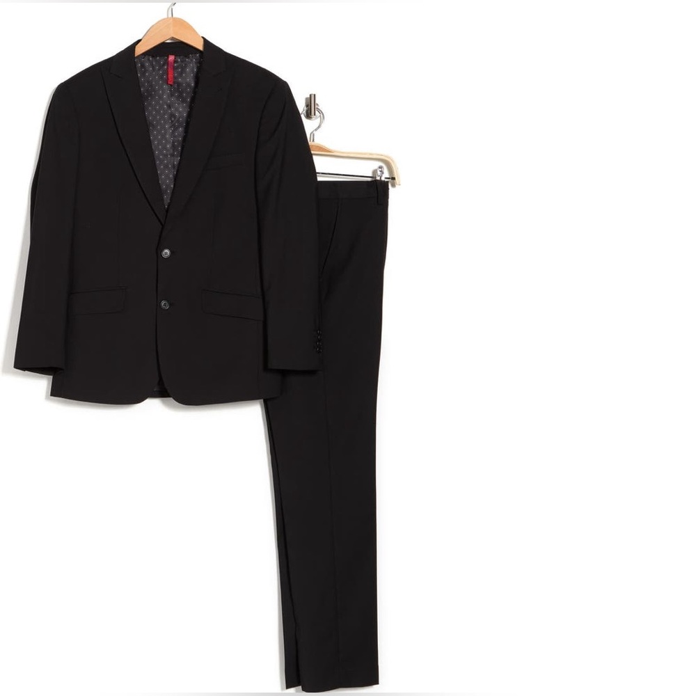 ZNT18 Dario Notch Collar Two Button Suit 38S in black